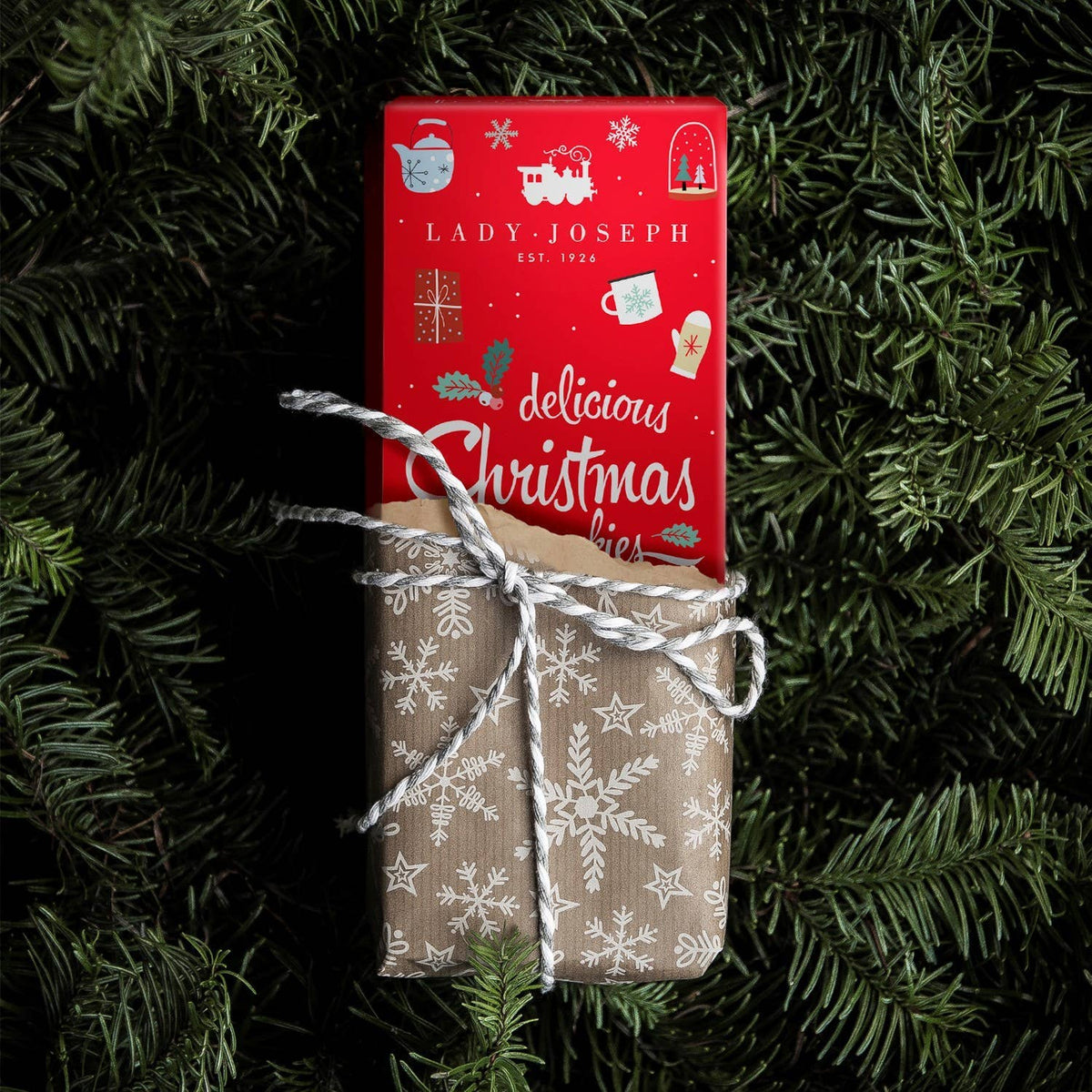 Chocolate Cookies Christmas Edition. Vegan Red Xmas Gift