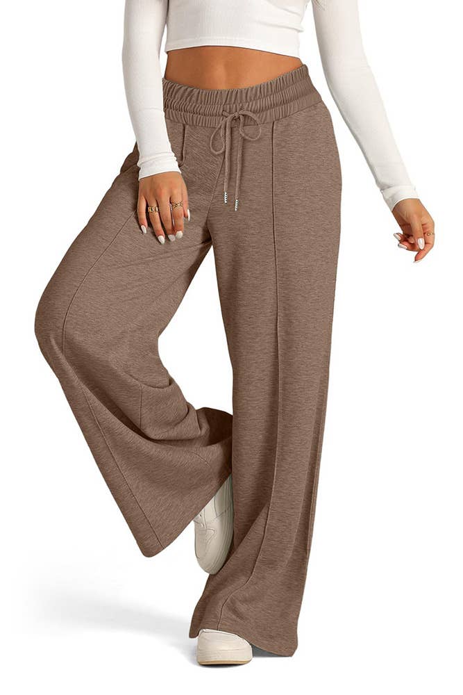 UNISHE - Solid Color Casual High Waist Wide Let Pants ZK2237