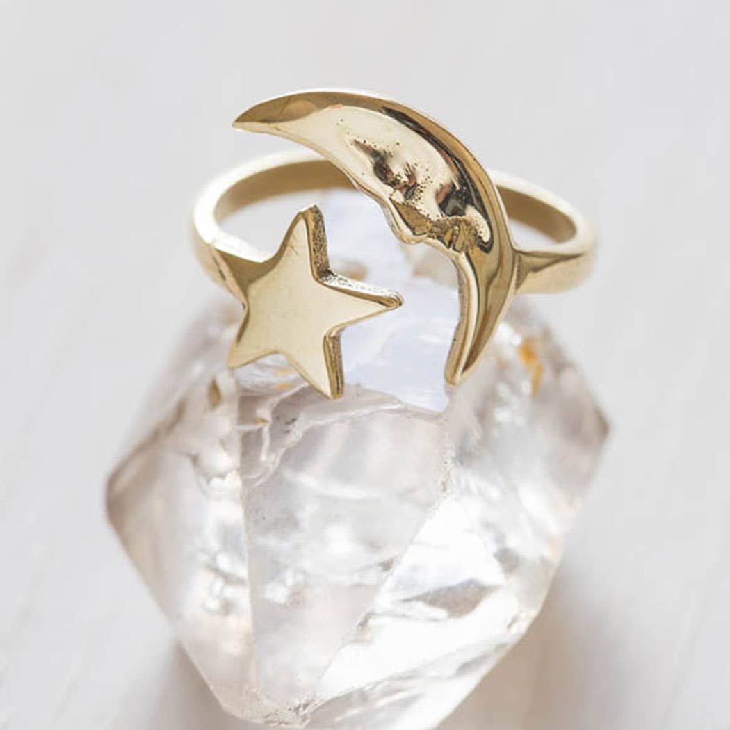 Amano Studio - Crescent Moon & Star Ring