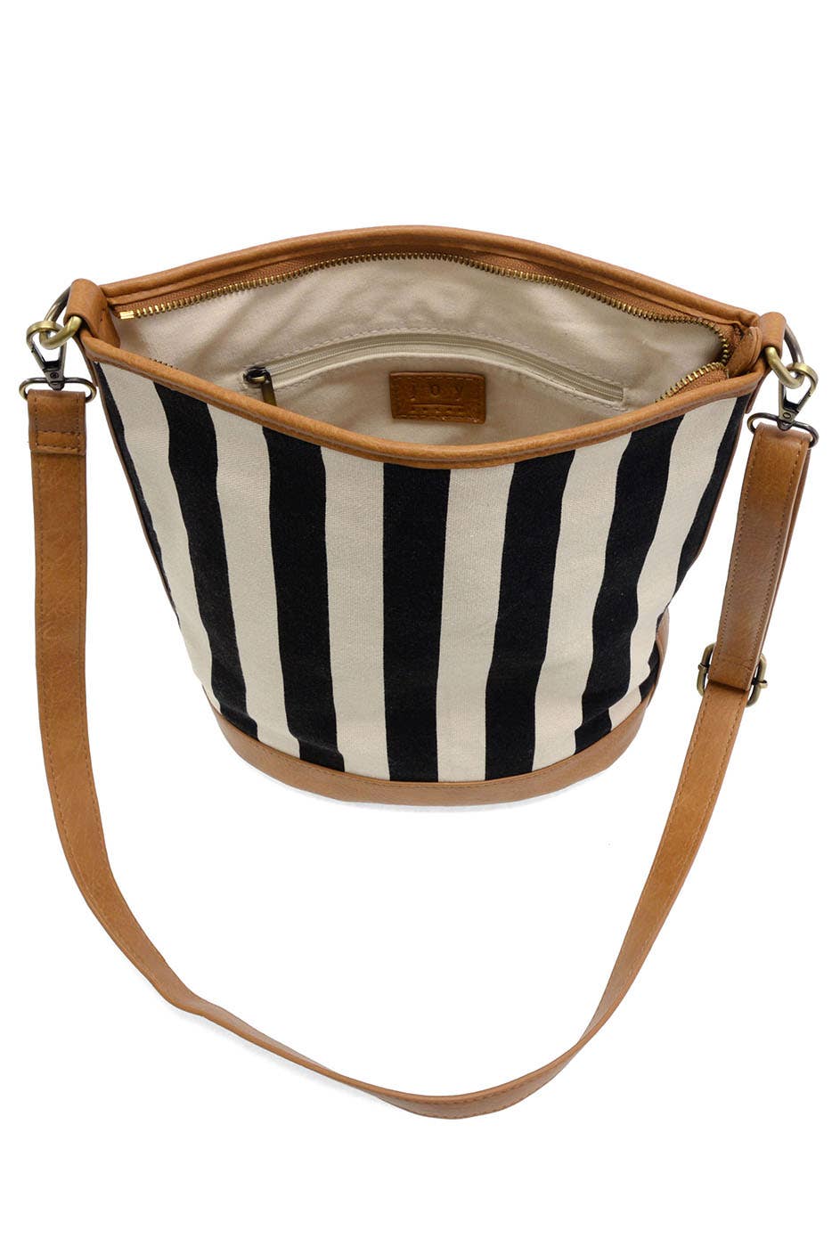 Black Awning Stripe Bucket Canvas Bag