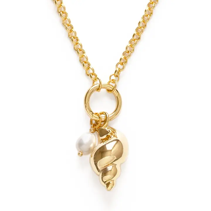 Conch Shell and Pearl Statement Necklace