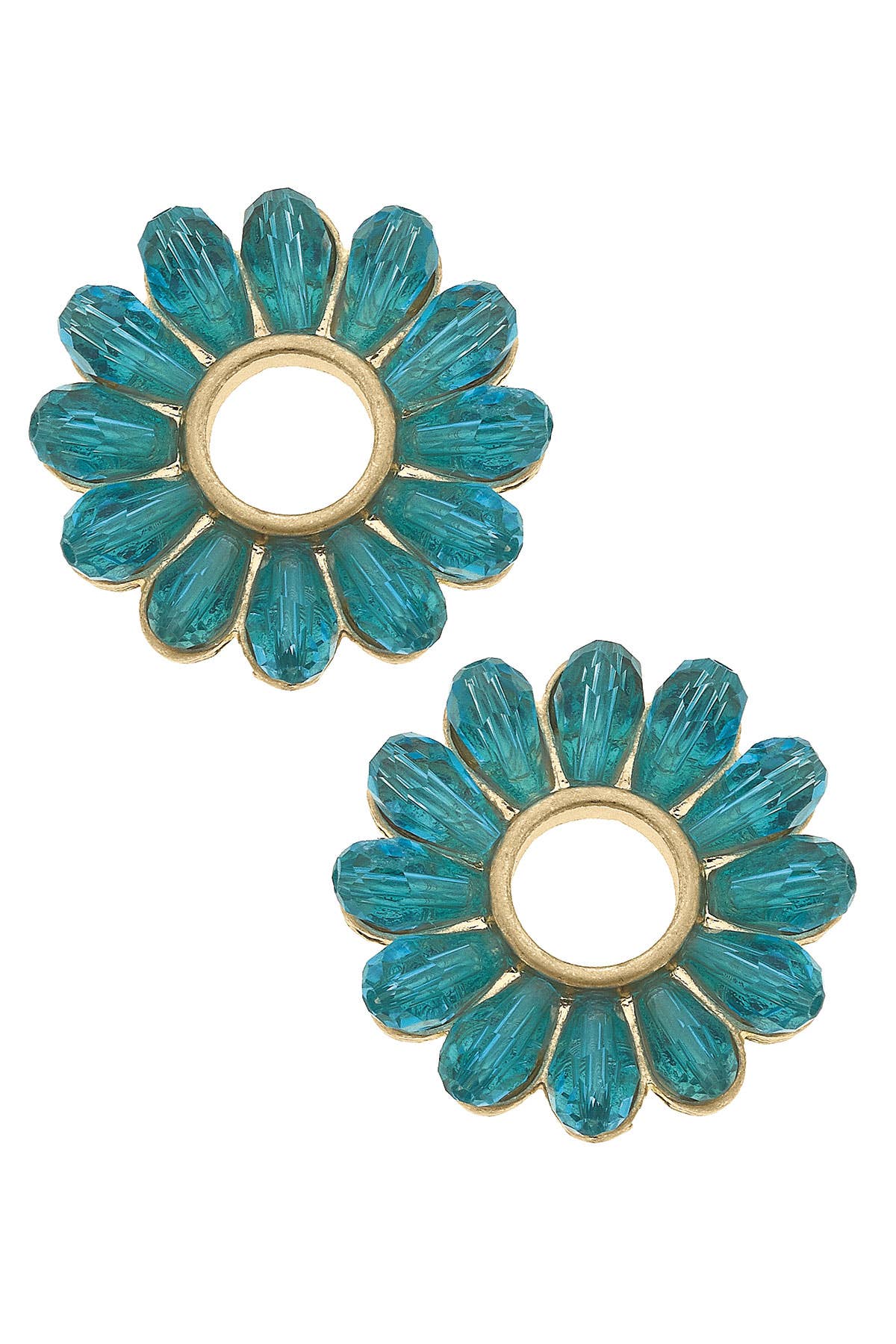 Faye Delicate Glass Flower Stud Earrings - Emerald