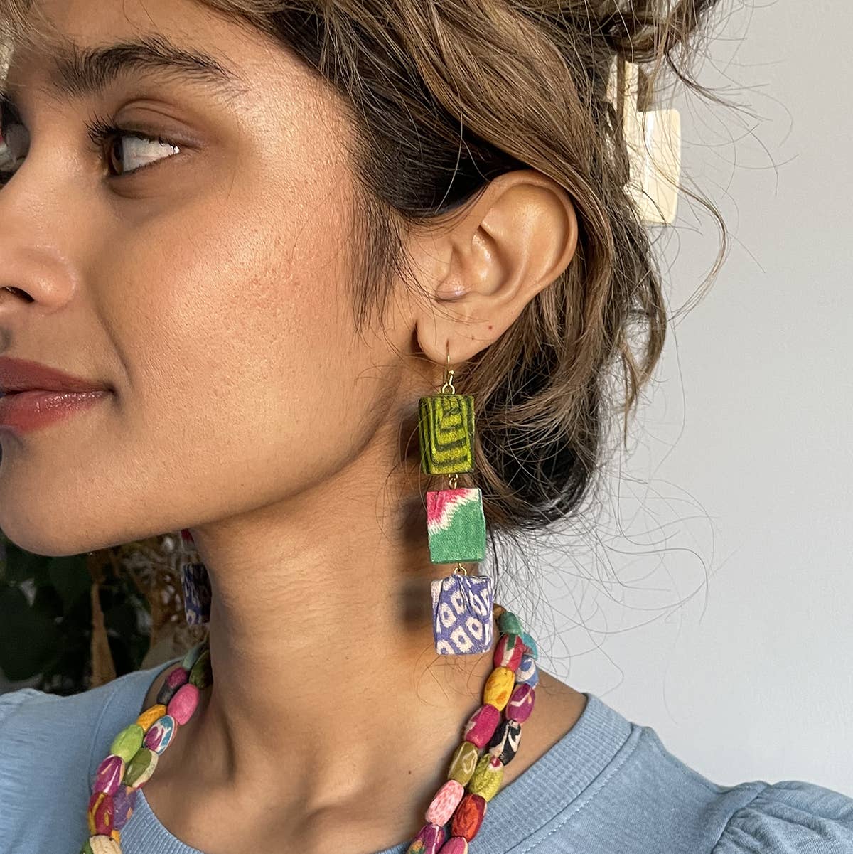 Kantha Block Earrings