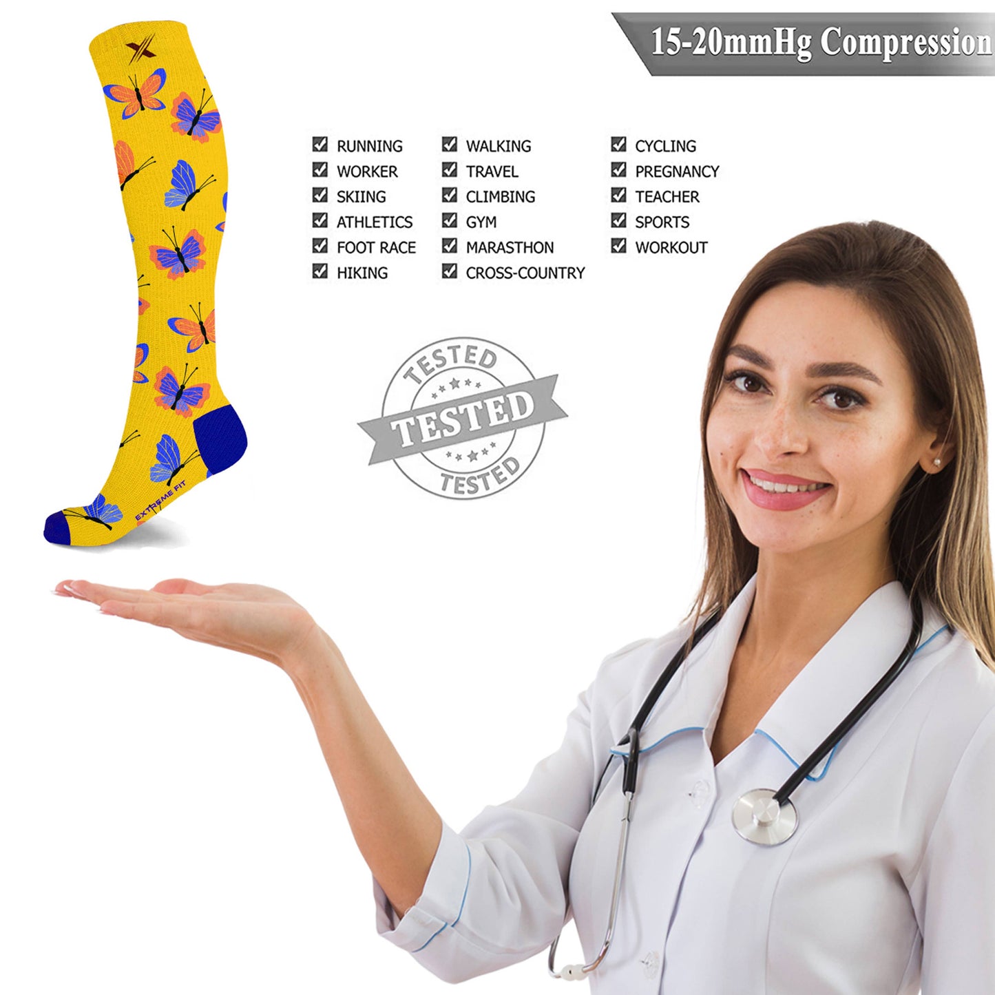 Extreme Fit Wholesale - Nature Knee High Compression Socks - 3 ASST STYLES