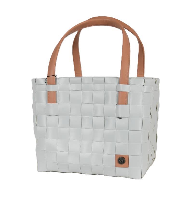Color Block Recycled Handwoven Tote Bag - Misty Gray