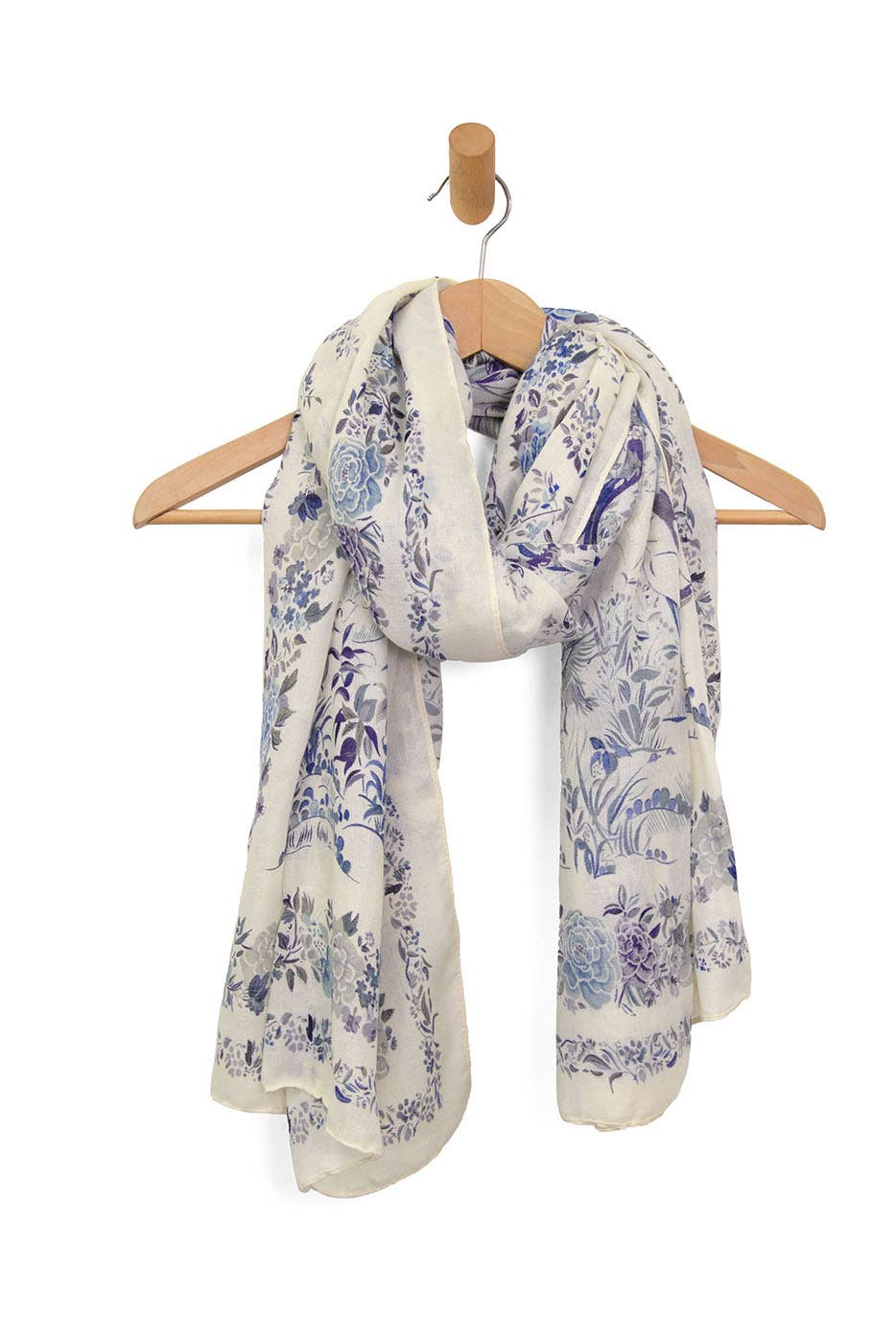 Blue Birds + Flowers Scarf 180X85