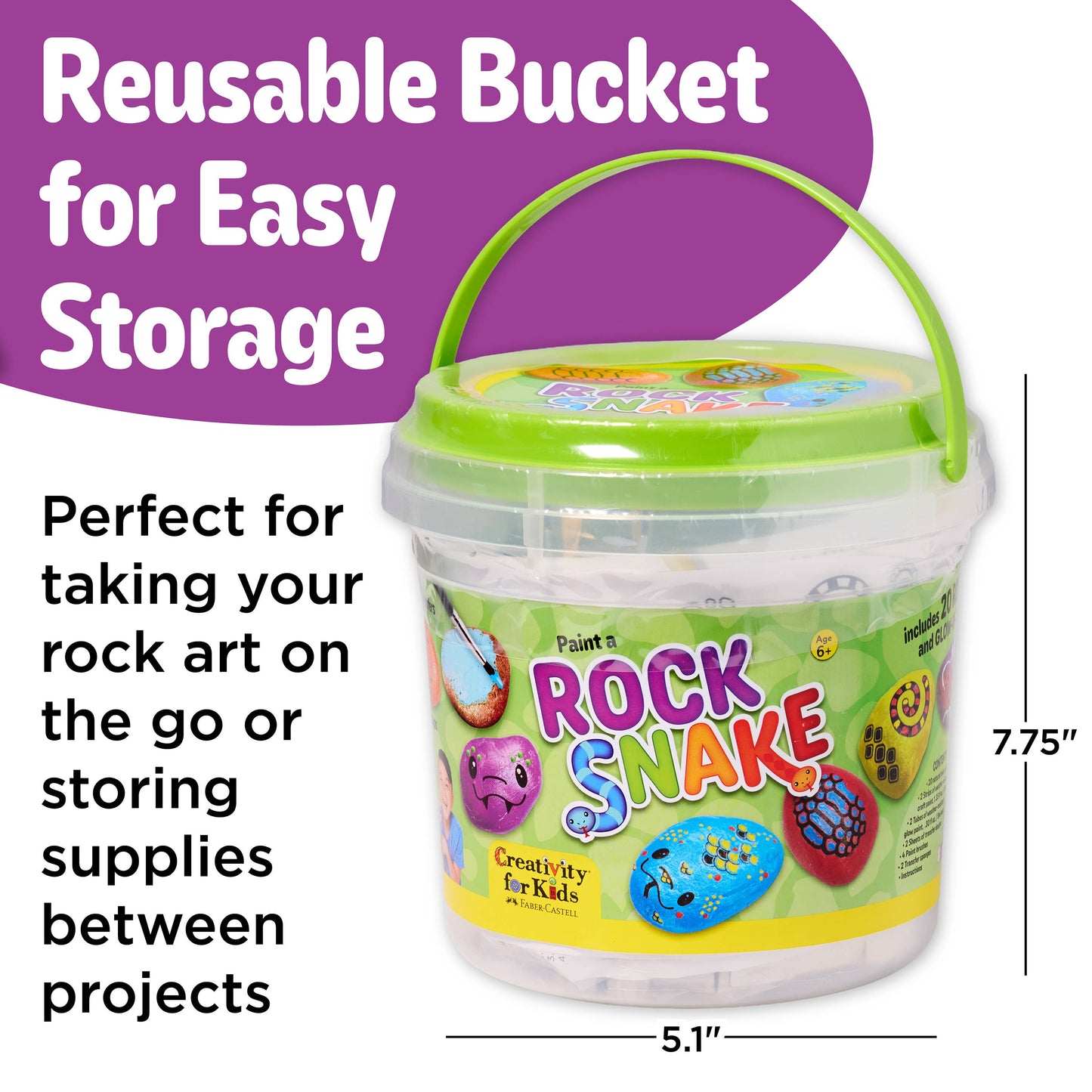 Rock Snake Bucket - Rock Painting Craft