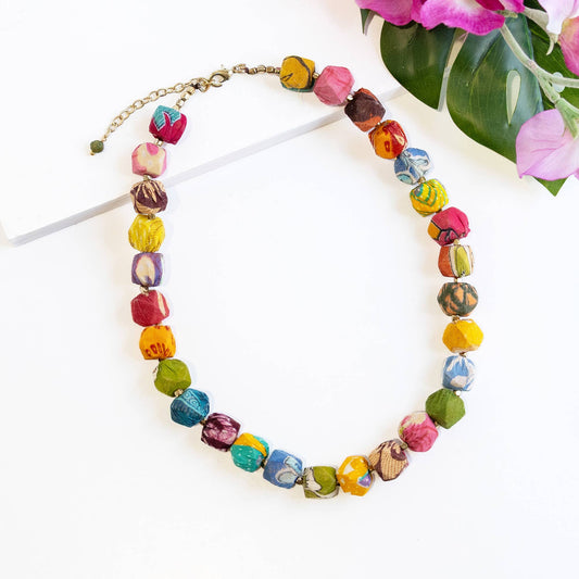 Kantha Polygon Strand Necklace