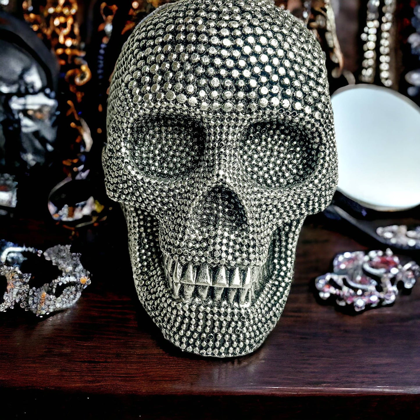 Gia Roma - Halloween Home Decor, Handmade Skeleton Head Statue Tabletop