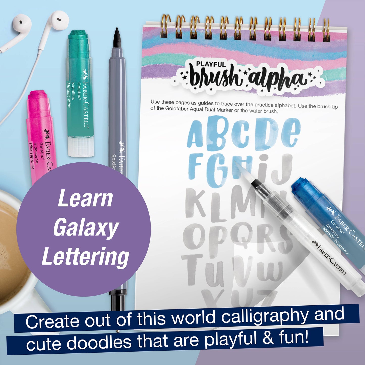 Faber-Castell / Creativity for Kids - Learn Brush Galaxy Hand Lettering Kit for Beginners