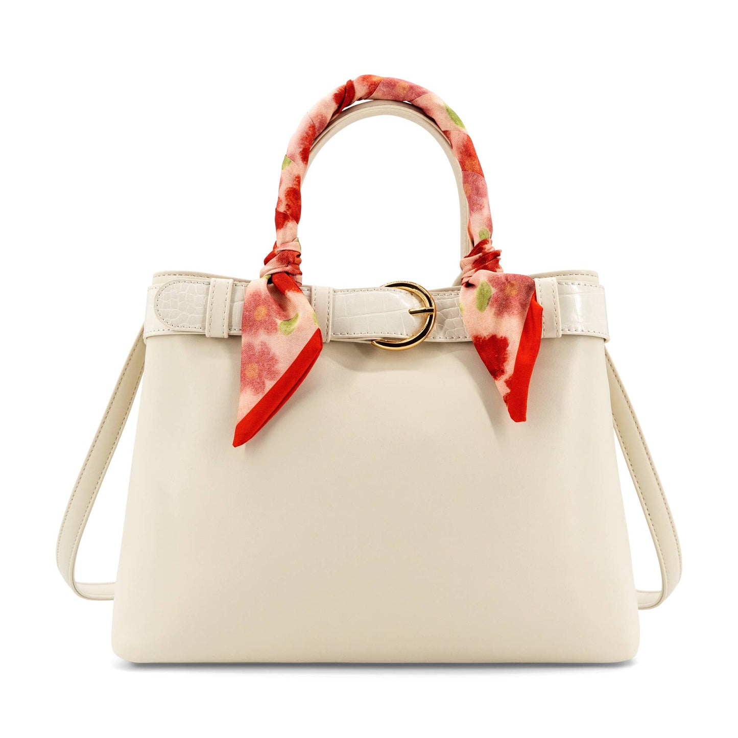 Mila Spring Scarf Mini Satchel Handbag - White