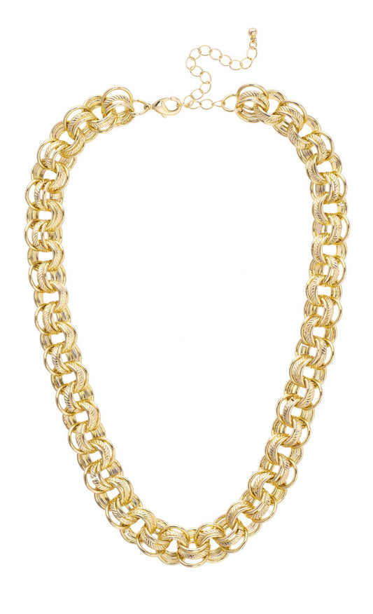 Agnes Triple Link Necklace in Shiny Gold