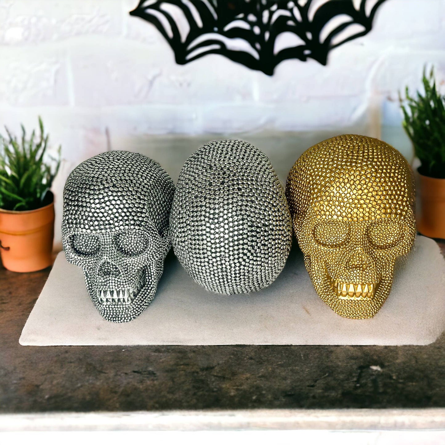 Gia Roma - Halloween Home Decor, Handmade Skeleton Head Statue Tabletop