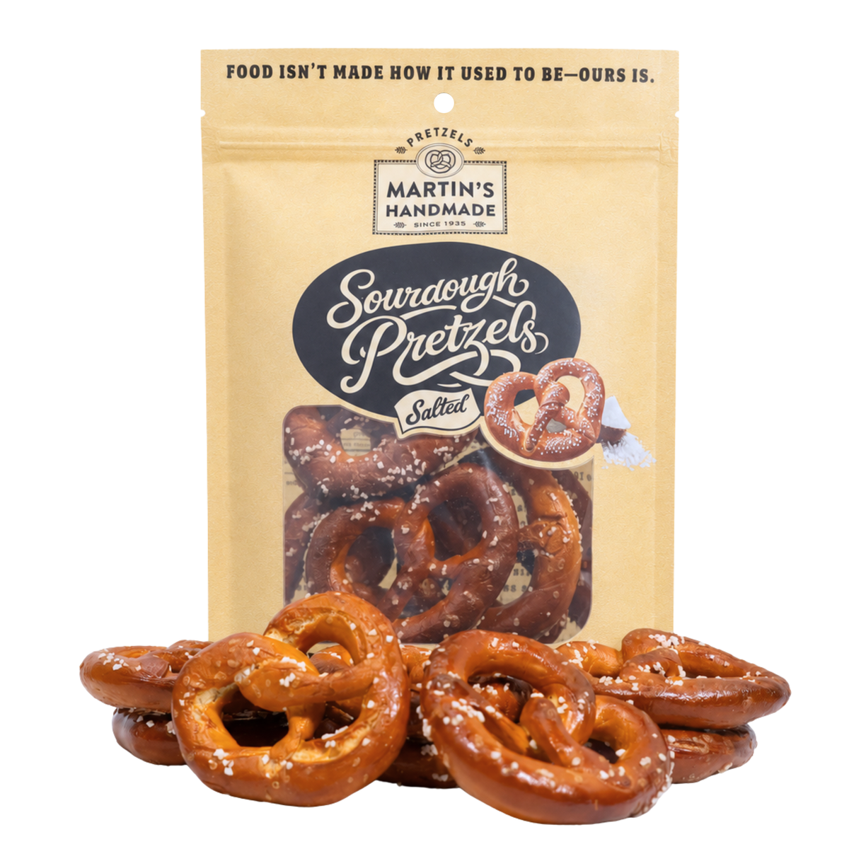 Martins Handmade Pretzels - Handmade Sourdough Pretzels, Salted - 8oz Bags