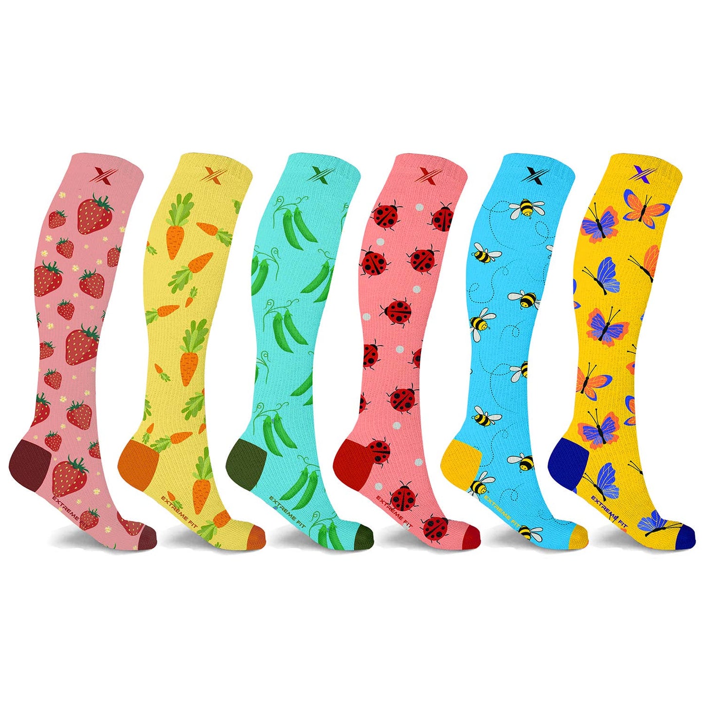 Extreme Fit Wholesale - NOVELTY COLLECTION COMPRESSION SOCKS - 6 ASST STYLES