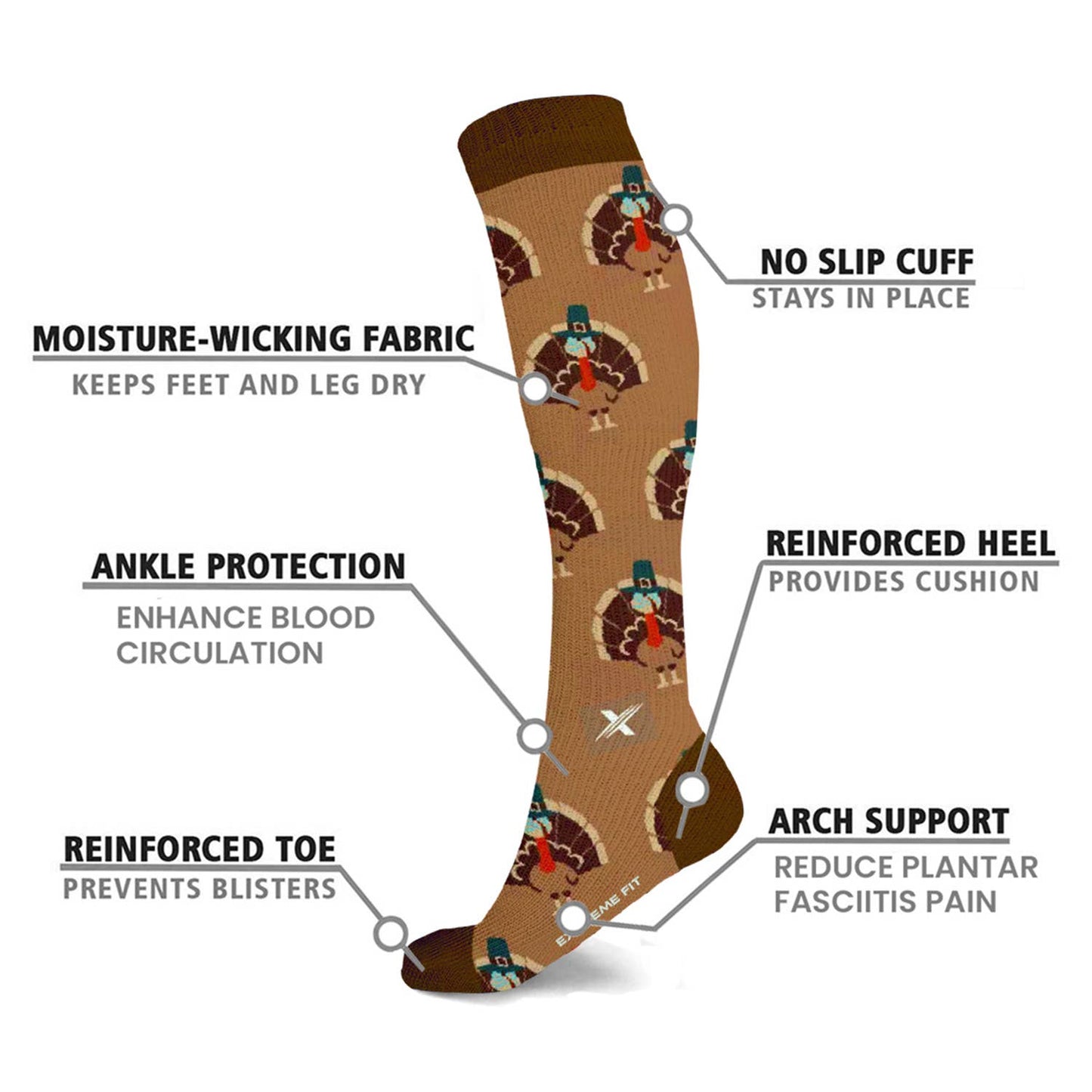 Extreme Fit Wholesale - NOVELTY COLLECTION COMPRESSION SOCKS - 6 ASST STYLES
