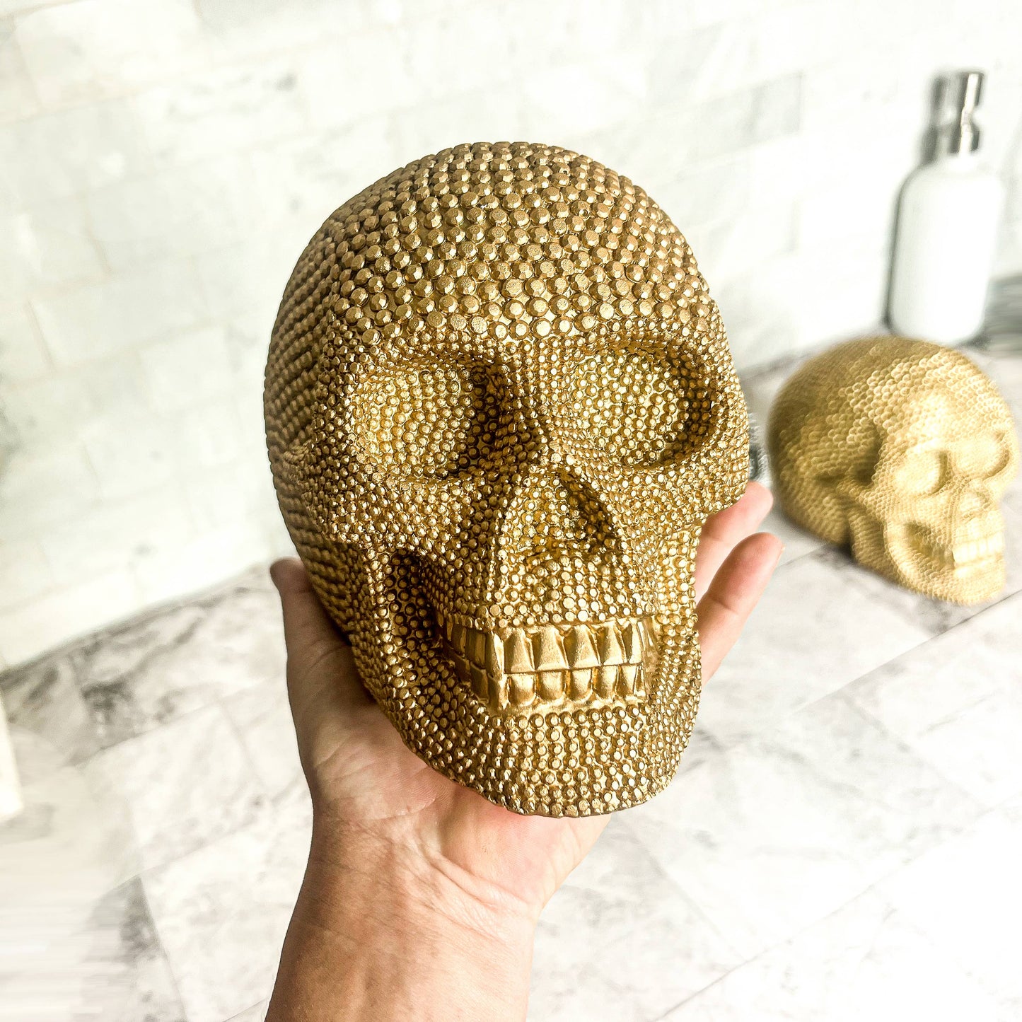 Gia Roma - Halloween Home Decor, Handmade Skeleton Head Statue Tabletop