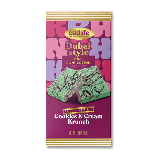 Astor Chocolate Corp. - Gudlife DUBAI STYLE Mint Confection Cookies & Cream Bar 3oz