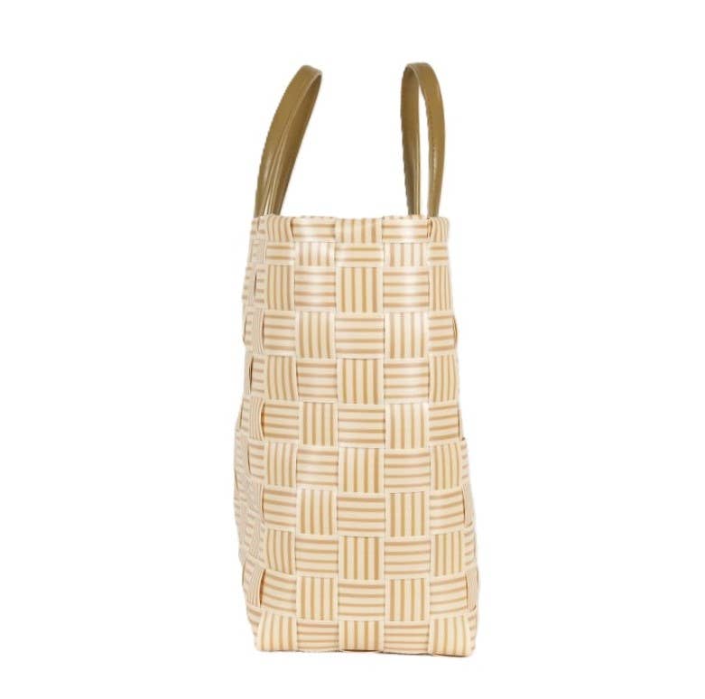 Joy Recycled Handwoven Shopper w/Inside Pocket-Ecru White