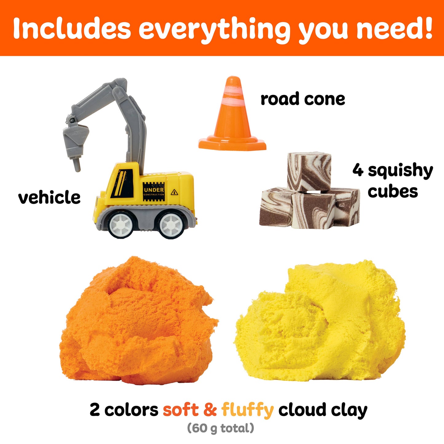 Sensory Mini Play Kit Jar with Cloud Clay - Construction Theme