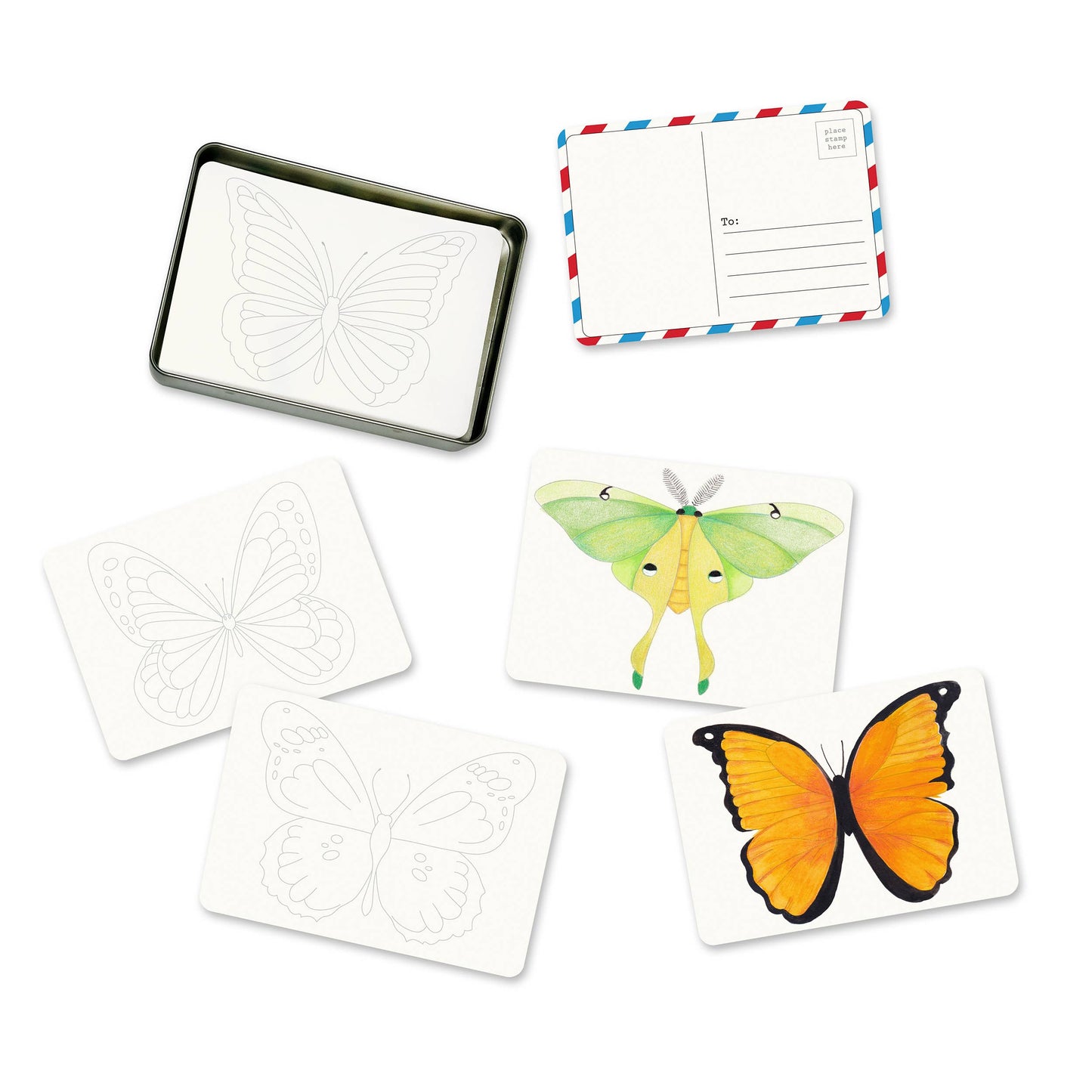 Coloring Postcards - Butterfly & Moth  (6 Designs/30 Cards)
