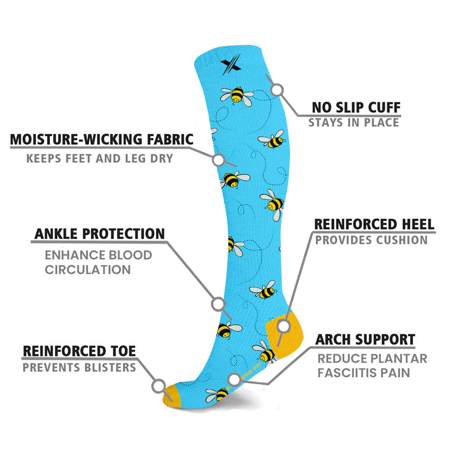 Extreme Fit Wholesale - Nature Knee High Compression Socks - 3 ASST STYLES