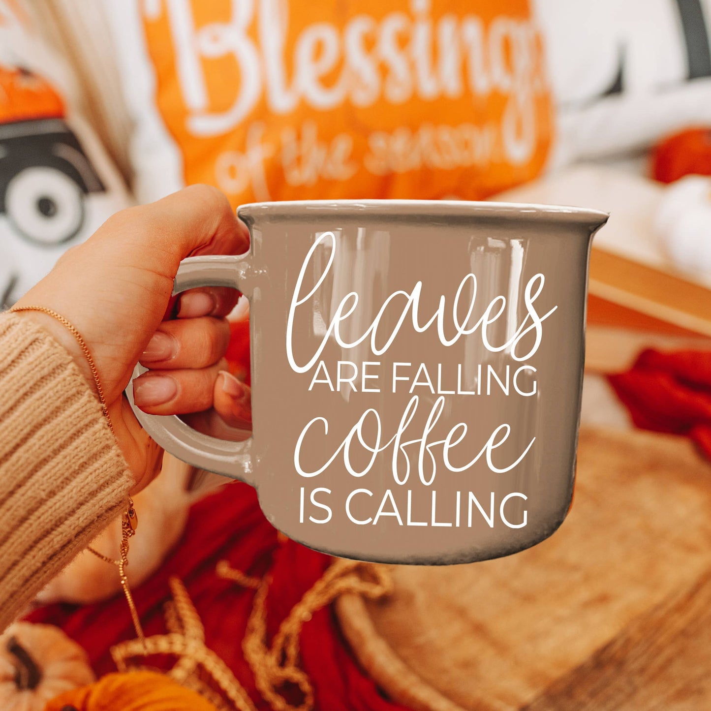 Gia Roma - Neutral Fall Coffee Mug, Ceramic Cups for Autumn Home Accent