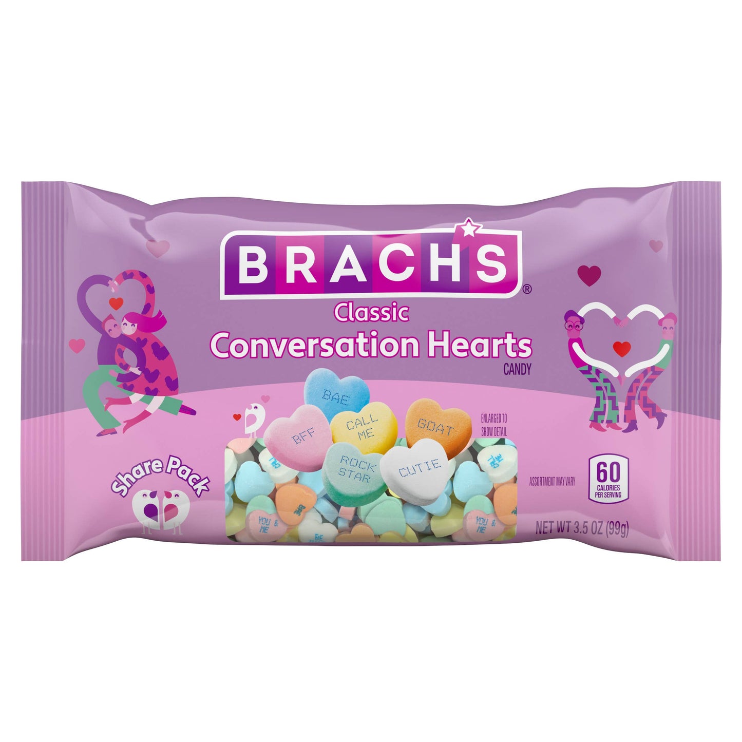 Grandpa Joe's Candy Shop - Brach's Tiny Conversation Hearts Share Pack, 3.5oz, 12ct