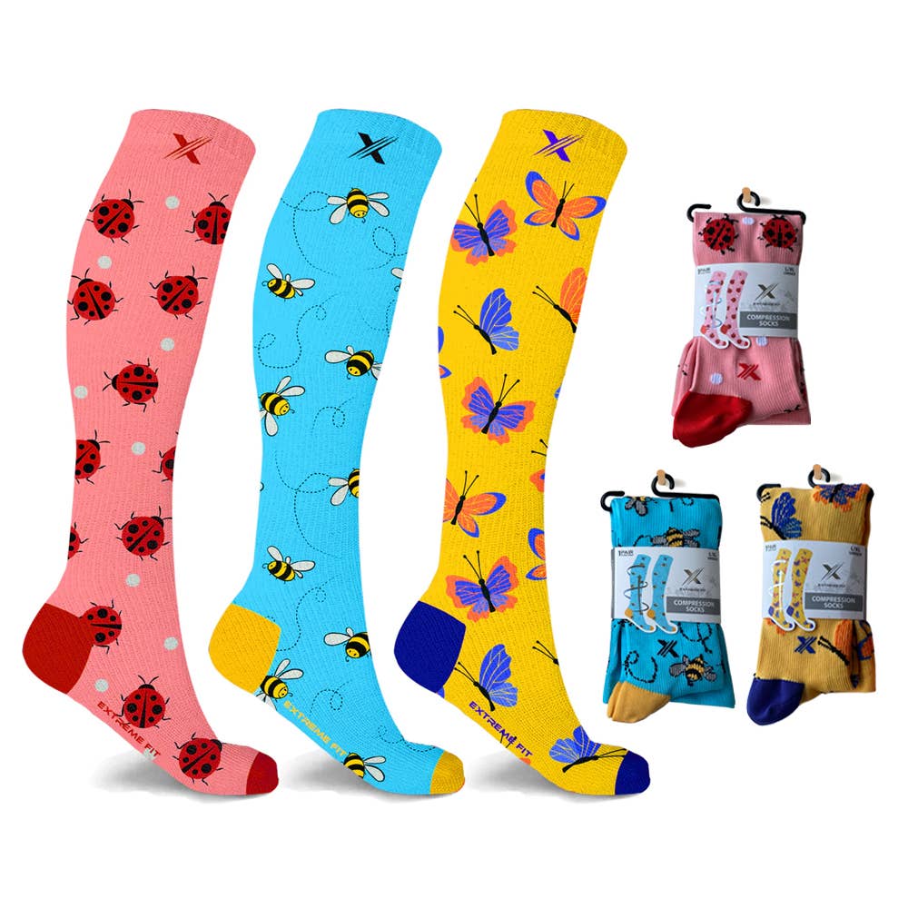Extreme Fit Wholesale - Nature Knee High Compression Socks - 3 ASST STYLES