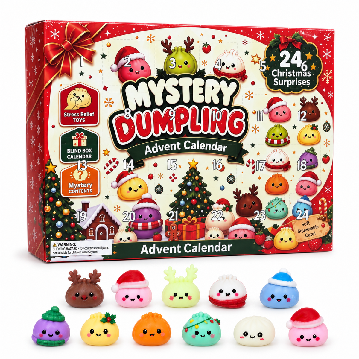 Accessiorie (We Pay All Duties) - 24-Day Christmas Emoji Dumpling Squishy Countdown Calendar