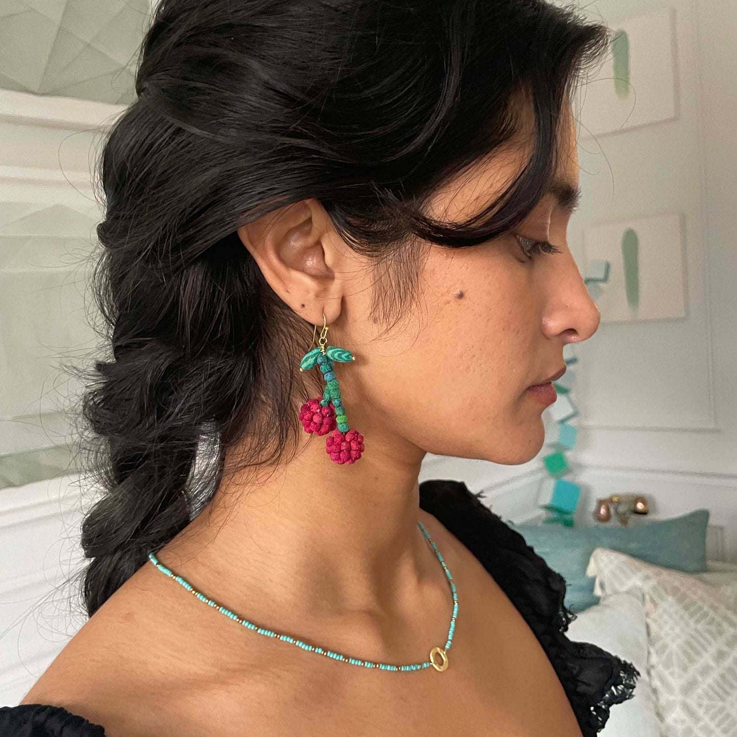 WorldFinds - Kantha Cherry Earrings