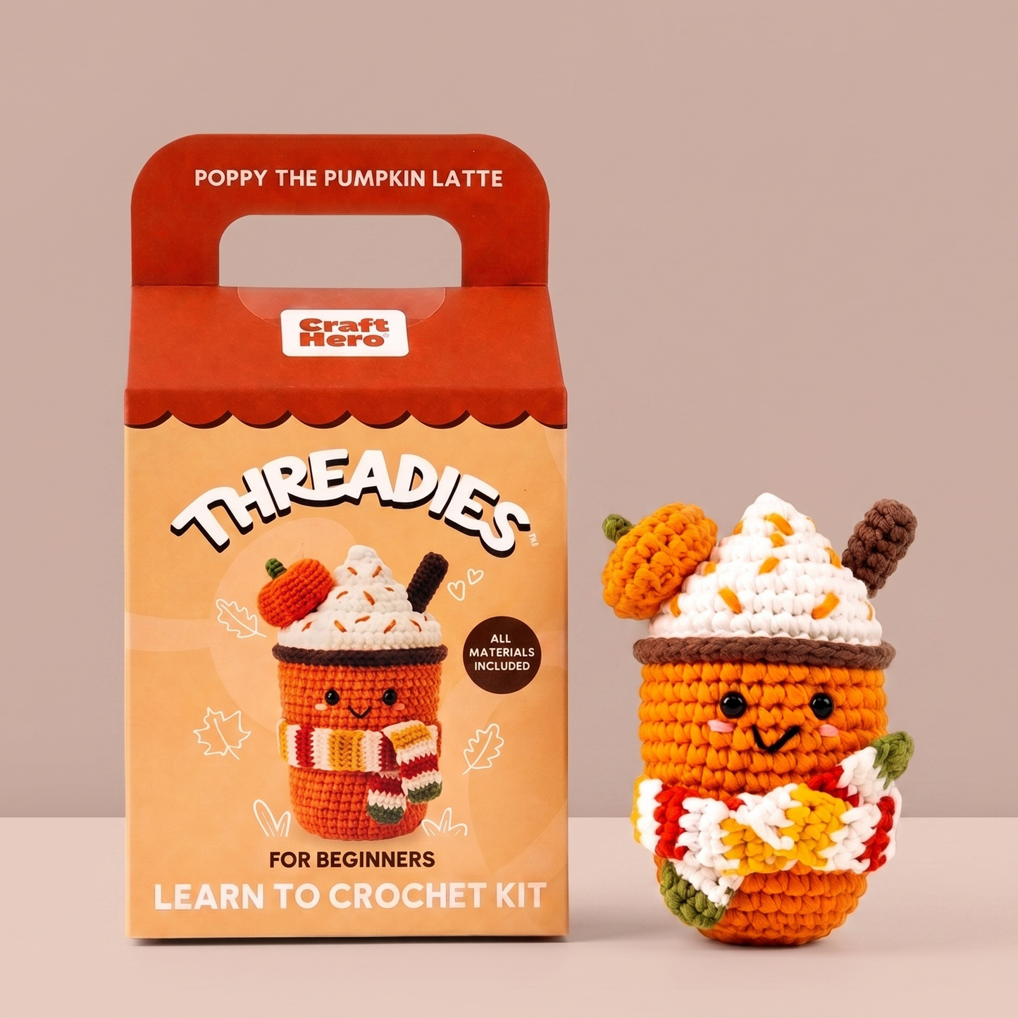 Craft Hero - Fall Crochet Kit for Beginners | Pumpkin Spice Latte | DIY
