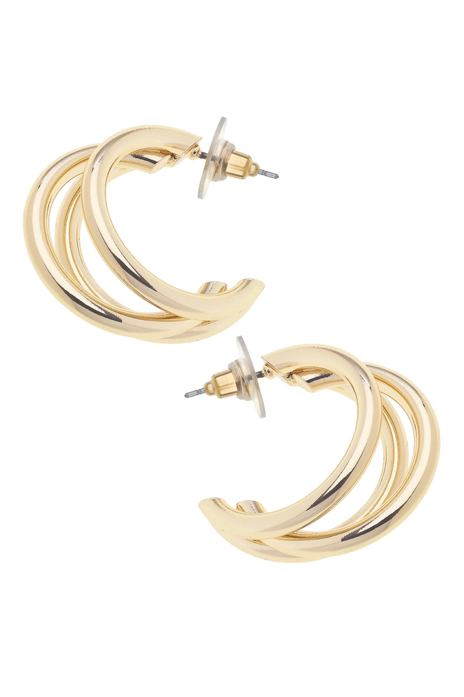 Geneva Illusion Hoop Earrings in Shiny Gold