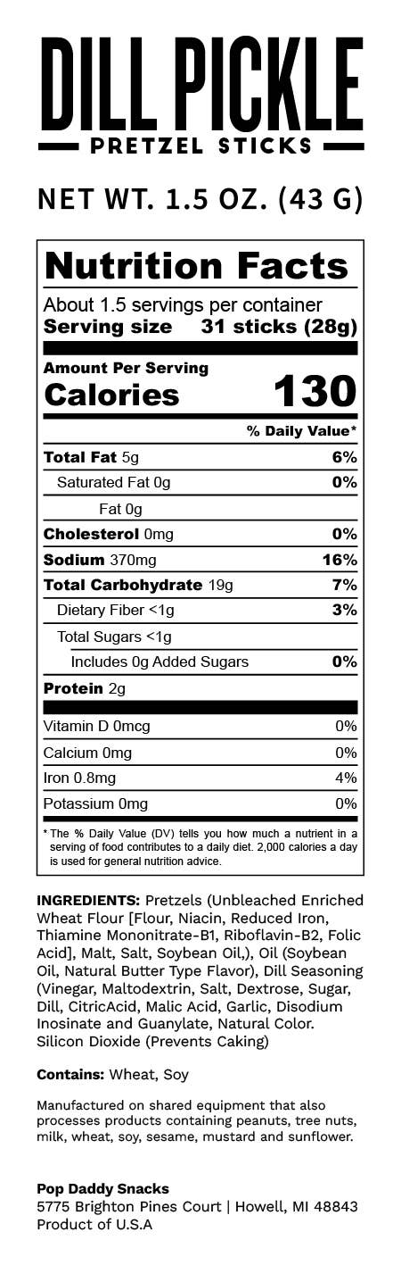 Seasoned Pretzels - 1.5oz - Dill Pickle