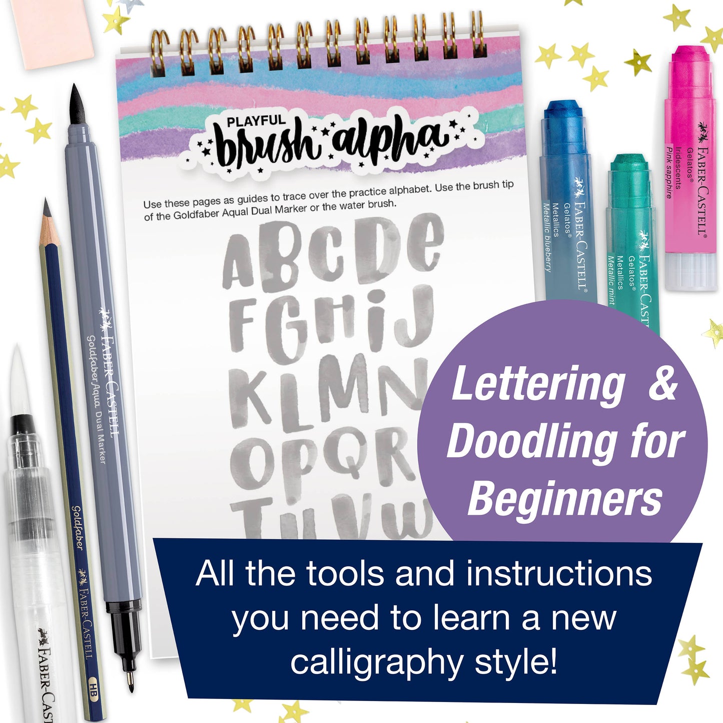 Faber-Castell / Creativity for Kids - Learn Brush Galaxy Hand Lettering Kit for Beginners