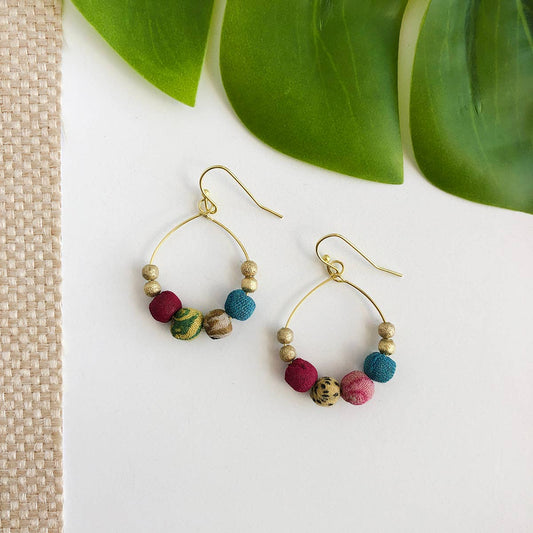 WorldFinds - Kantha Petite Gilded Hoops