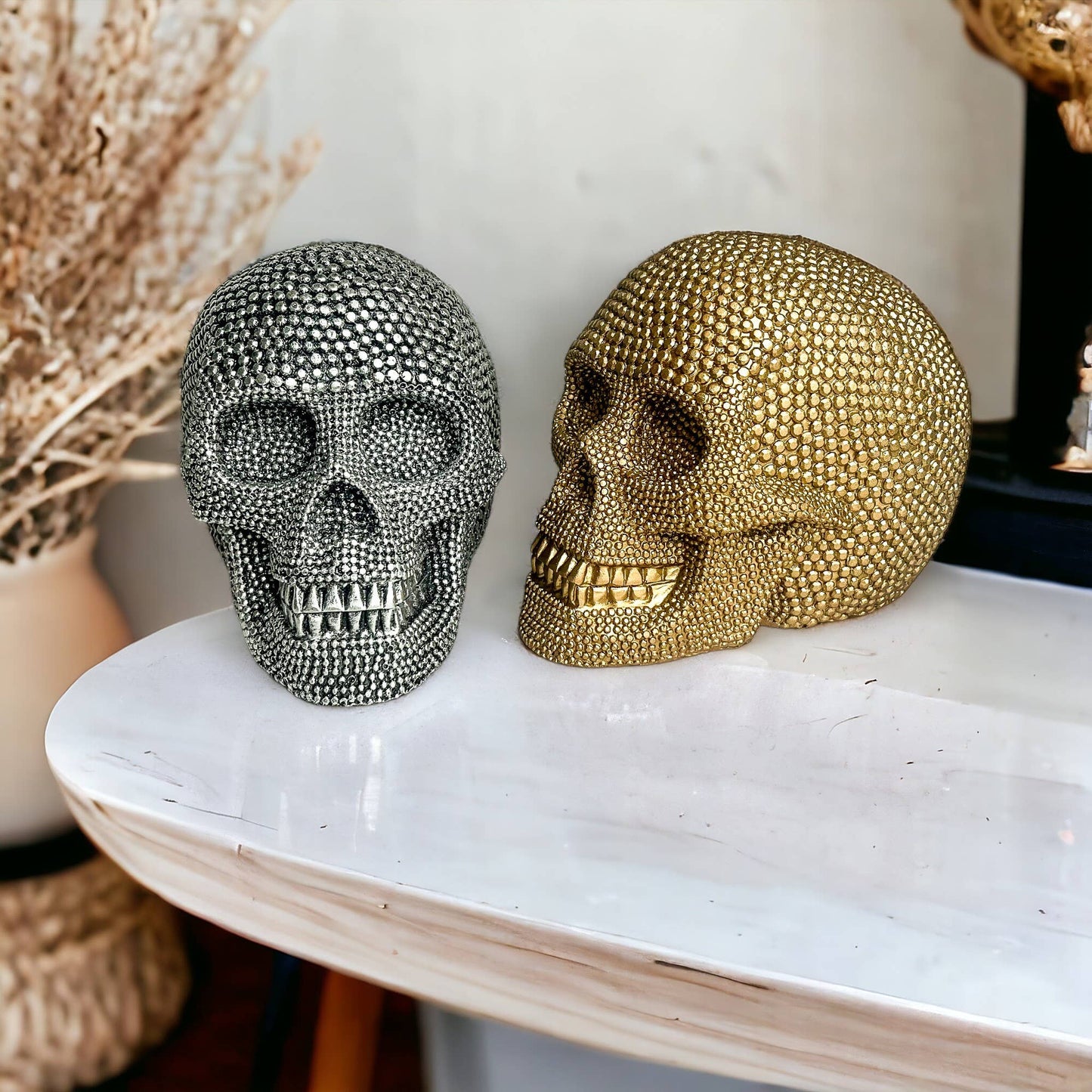 Gia Roma - Halloween Home Decor, Handmade Skeleton Head Statue Tabletop