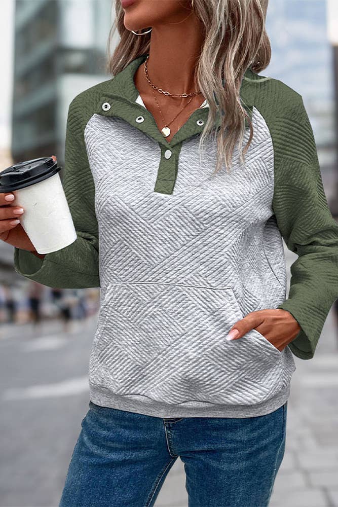 UNISHE - Fall Colorblock Kangaroo Pockets Sweatshirt BFZY1058