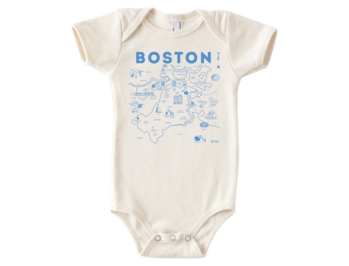 Boston Baby One-Piece - Map Design, Organic Cotton, USA Made