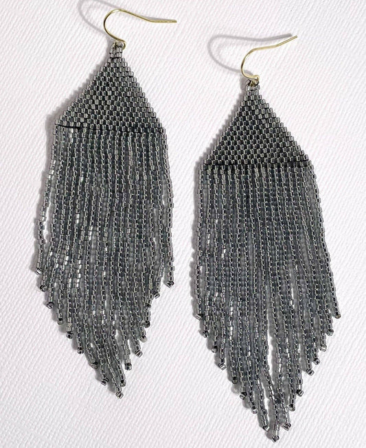 Alam Ko Jewelry - Ivy Deep Silver Shine Fringe Earrings