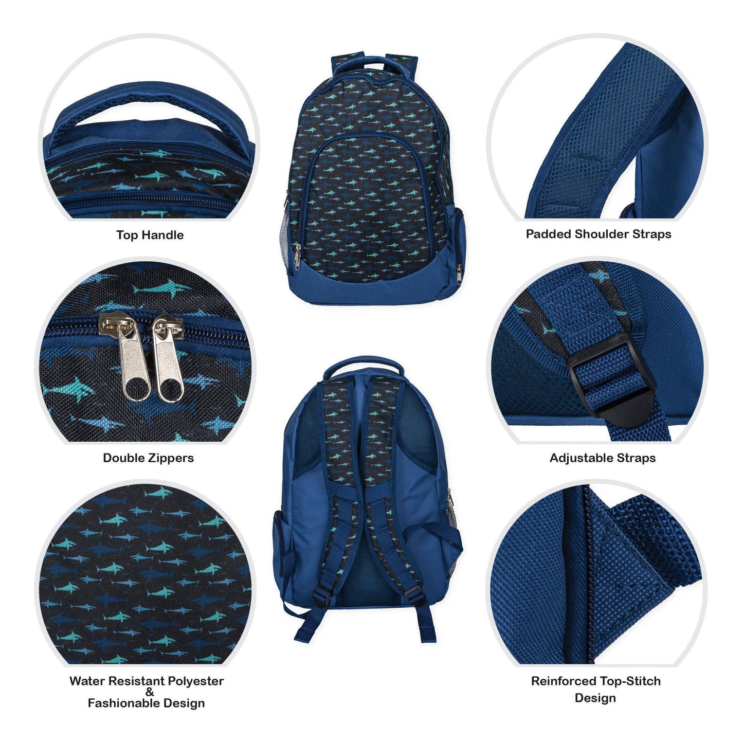 Shark Pattern Backpack & Lunchbag Set