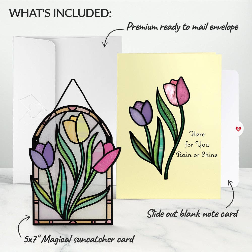 Here for You Tulips Suncatcher Card 5x7"