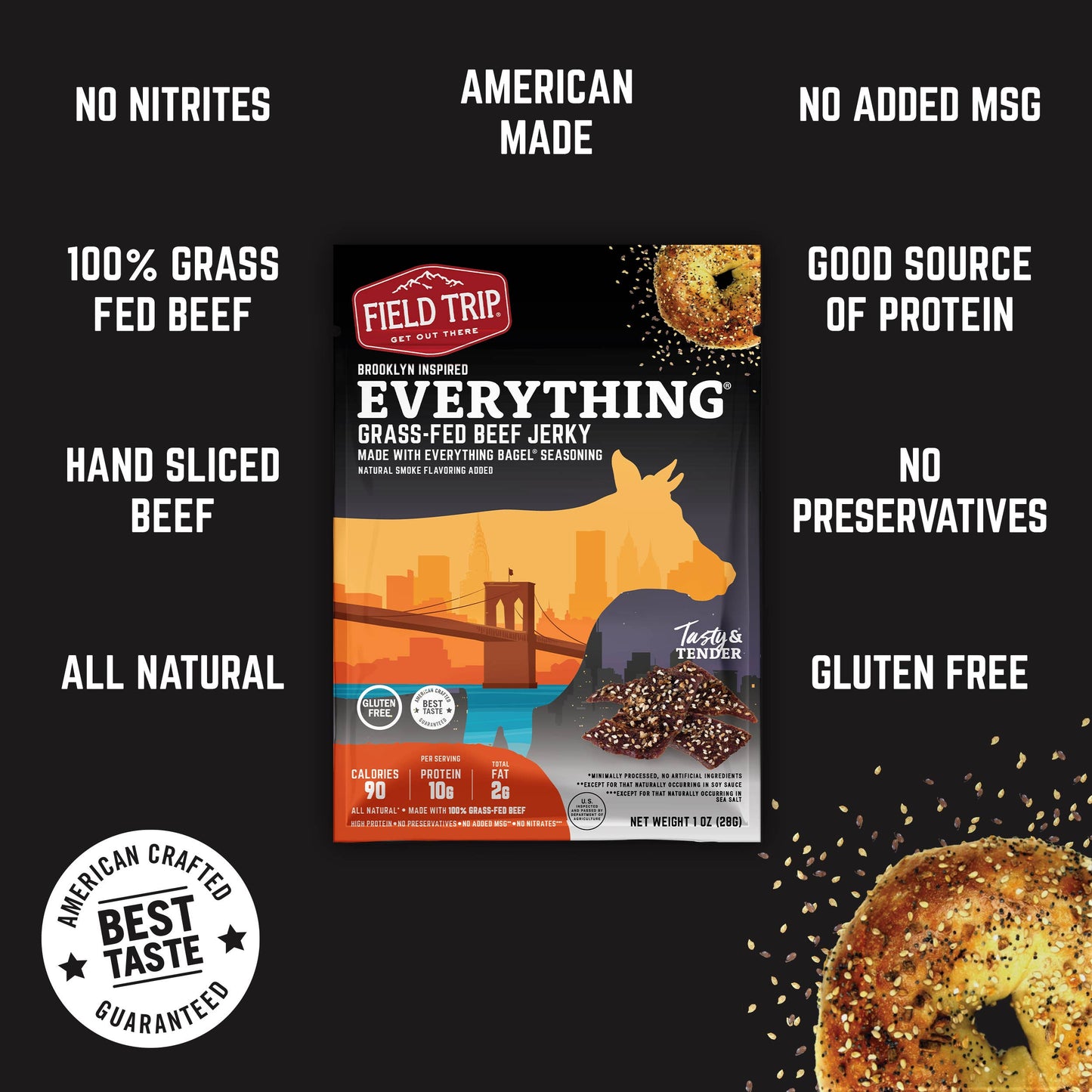 Everything Bagel Seasoned Beef Jerky (1oz)