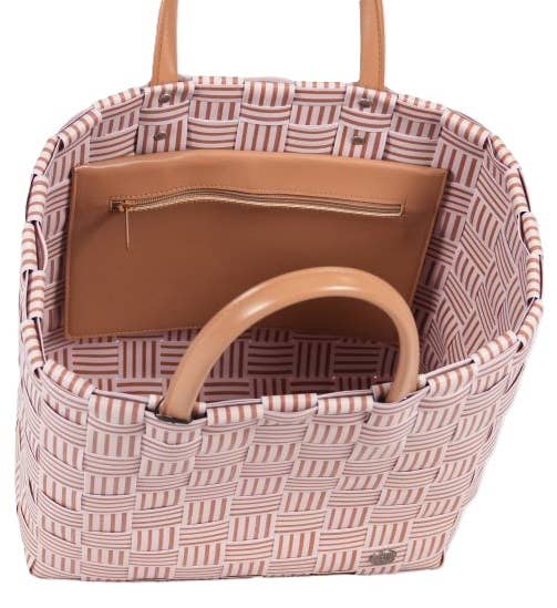 Joy Recycled Handwoven Shopper w/Inside Pocket-Soft Lilac