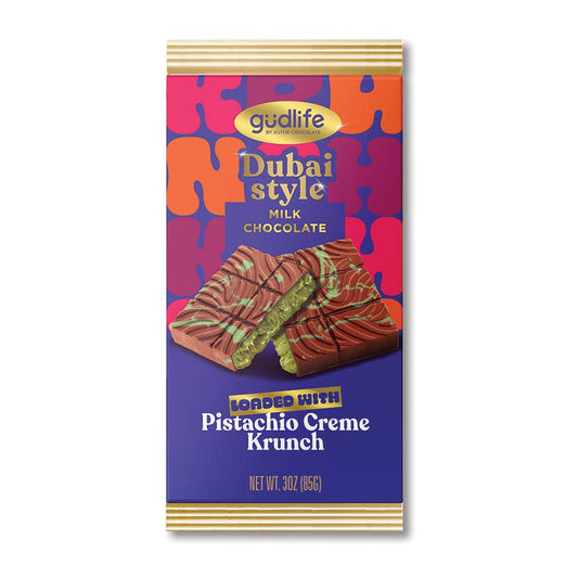 Gudlife DUBAI STYLE Milk Chocolate Pistachio Creme Bar 3oz