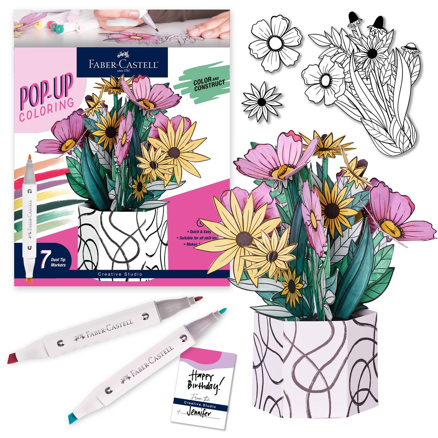 Faber-Castell / Creativity for Kids - Pop Up Coloring Wildflower Bouquet - Adult Coloring Craft