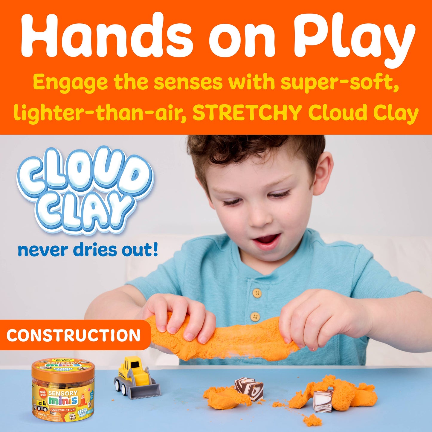 Sensory Mini Play Kit Jar with Cloud Clay - Construction Theme