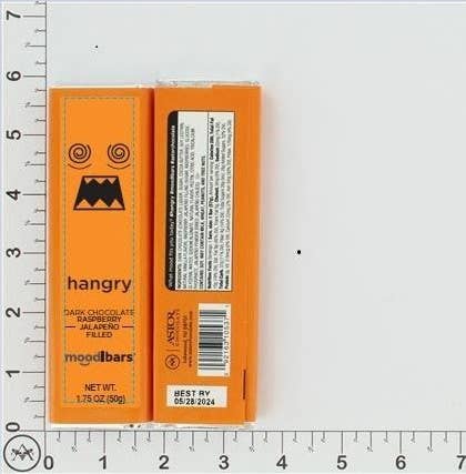 Moodibars HANGRY Dark Chocolate Jalapeño Raspberry Jelly 1.75oz Bar