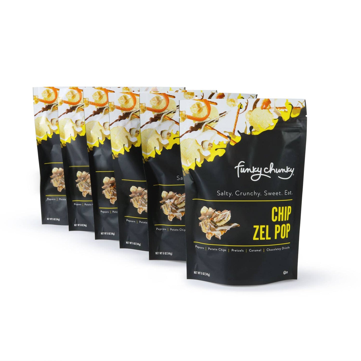 Funky Chunky - Chip Zel Pop | Caramel Popcorn with Chocolate | 5-ounce Bags