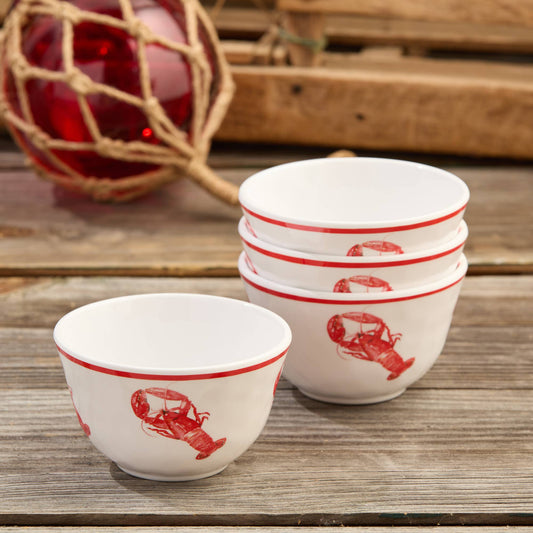Beach House Lobster  Set of 4 4" Dipping Bowls